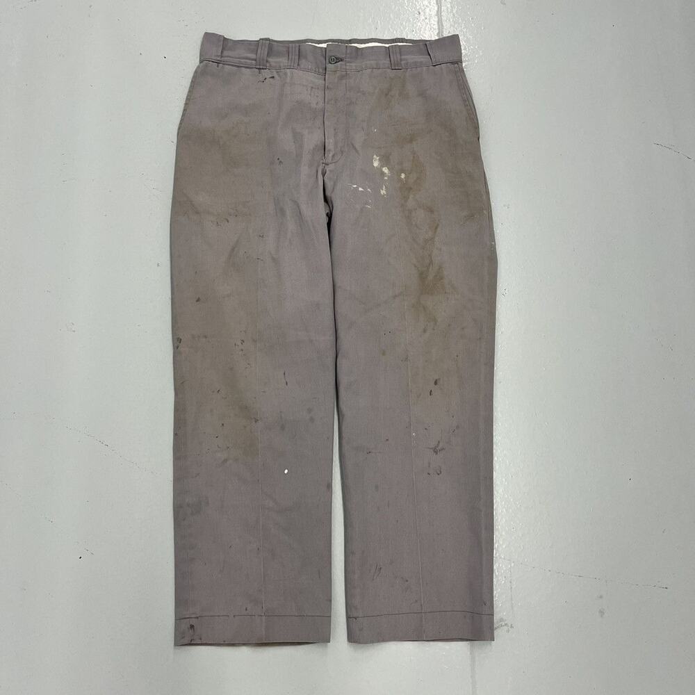 Vintage 60s Red Camel Grey Paint Workwear Chinos 38x30